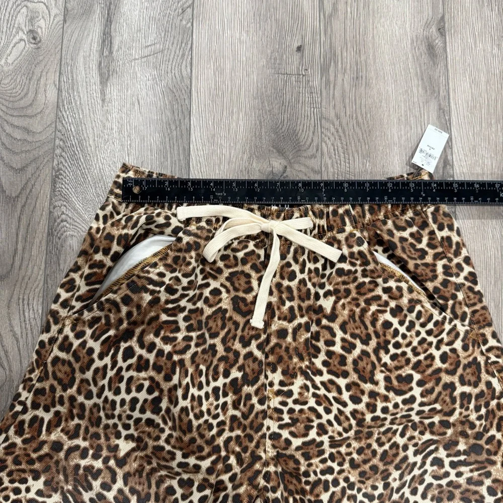 GAP Leopard Print Wide Leg Pants Tan Black barrel parachute leg 2 petite western - Picture 11 of 16
